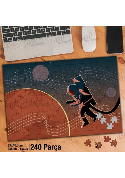 Asil Hobi Astronot - Uzay - Gezegen Yapboz - Ayak Destekli Çerçeveli 240 Parça Puzzle