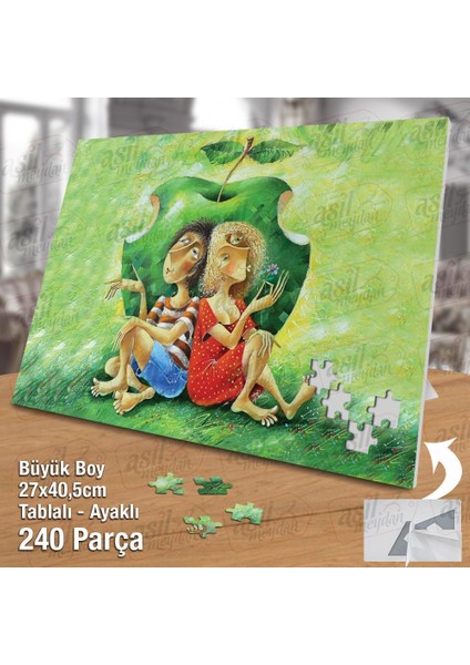 Asil Hobi Yasak Elma - Iki Sevgili - Aşk Yapboz - Ayak Destekli Çerçeveli 240 Parça Puzzle
