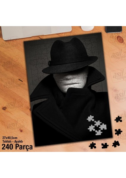 Asil Hobi Beyaz Maskeli Adam -Siyah Şapka -Gizemli Yapboz - Ayak Destekli Çerçeveli 240 Parça Puzzle