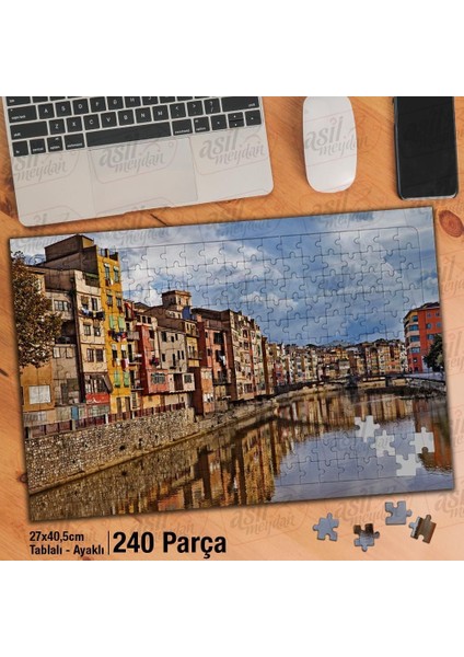 Asil Hobi Evler- Göl - Manzara Yapboz - Ayak Destekli Çerçeveli 240 Parça Puzzle