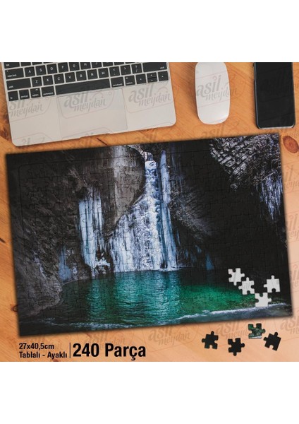 Asil Hobi Şelale - Kayalık - Manzara - Doğa Yapboz -Ayak Destekli Çerçeveli 240 Parça Puzzle