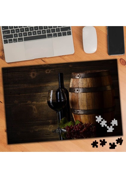 Kırmızı Üzüm Şarap Fıçısı Resmi 240 Parça Puzzle Yapboz -74774