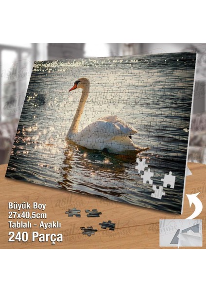 Asil Hobi Beyaz Kuğu -Parlayan Deniz -Göl -Güneş Yapboz -Ayak Destekli Çerçeveli 240 Parça Puzzle fiyatları