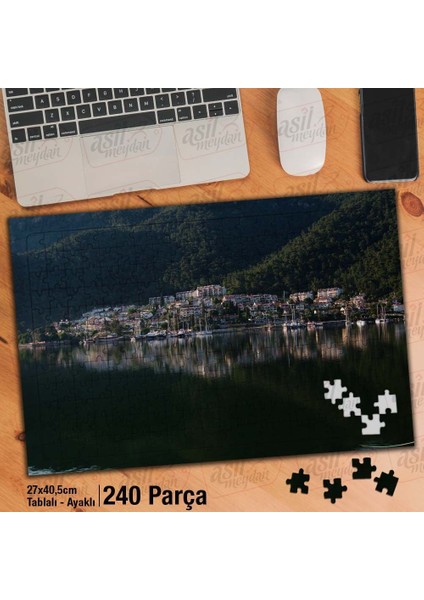 Asil Hobi Ağaçlar -Deniz -Şehir -Yansıma -Manzara Yapboz - Ayak Destekli Çerçeveli 240 Parça Puzzle