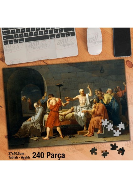 Asil Hobi Sokrates'in Ölümü - Jacques-Louis David Yapboz - Ayak Destekli Çerçeveli 240 Parça Puzzle