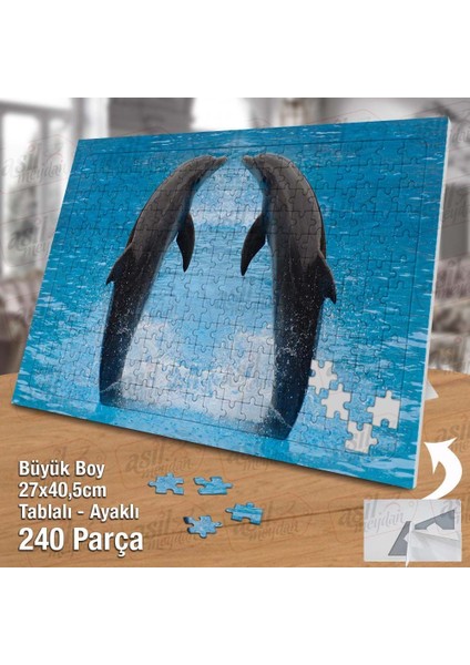 Asil Hobi Havuzda Iki Yunus Balığı - Gösteri Yapboz -Ayak Destekli Çerçeveli 240 Parça Puzzle fiyatları
