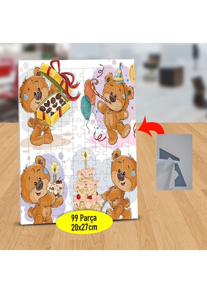 Doğum Günü Kutlayan Ayıcık 99 Parça Puzzle Yapboz TABLO-1441-196