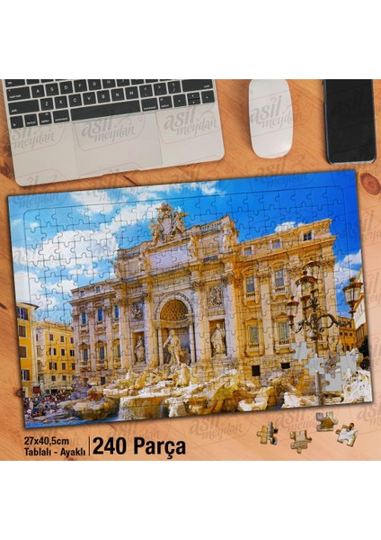Asil Hobi Çeşme Di Trevi - Roma'nın En Ünlü Çeşmesi Yapboz-Ayak Destekli Çerçeveli 240 Parça Puzzle