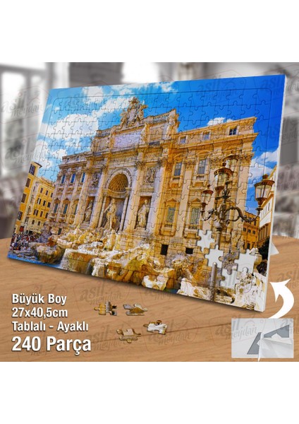 Asil Hobi Çeşme Di Trevi - Roma'nın En Ünlü Çeşmesi Yapboz-Ayak Destekli Çerçeveli 240 Parça Puzzle