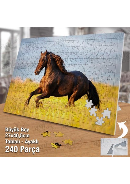 Asil Hobi Kahverengi Koşan At - Doğa - Vahşi Hayvan Yapboz -Ayak Destekli Çerçeveli 240 Parça Puzzle fiyatları