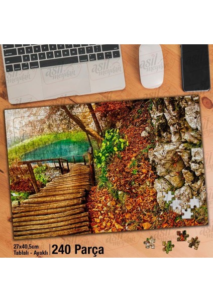 Asil Hobi Tahta Yürüyüş Yolu -Göl -Tabiat- Manzara Yapboz -Ayak Destekli Çerçeveli 240 Parça Puzzle