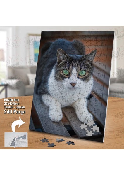 Asil Hobi Sevimli Kedi - Hayvan - Canlı Yapboz - Ayak Destekli Çerçeveli 240 Parça Puzzle fiyatları