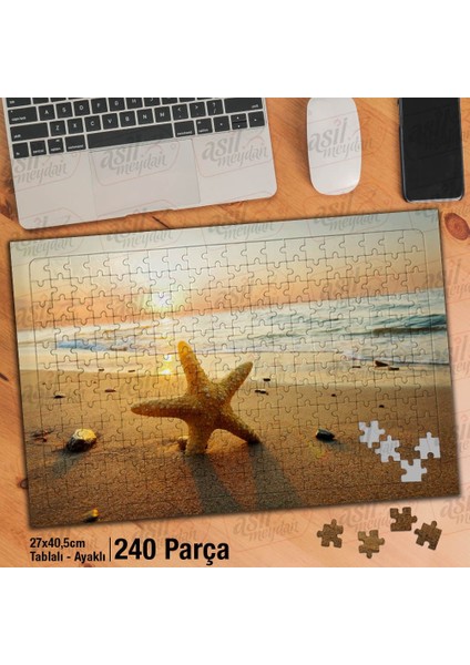 Asil Hobi Deniz Yıldızı - Kum - Deniz - Sahil Yapboz - Ayak Destekli Çerçeveli 240 Parça Puzzle