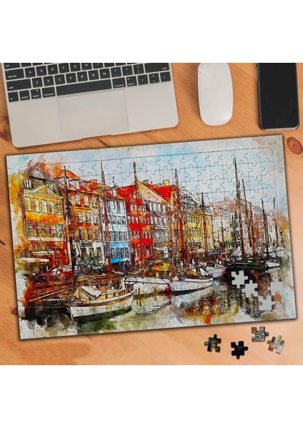 Evler Deniz Kıyısında Tekneler 240 Parça Puzzle YAPBOZ-74554