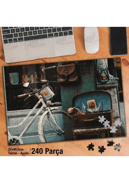 Asil Hobi Retro - Eski Geçmiş - Natürmort -Bisiklet Yapboz -Ayak Destekli Çerçeveli 240 Parça Puzzle