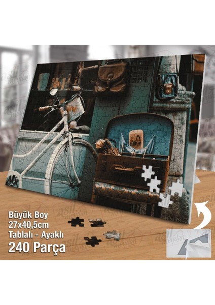 Asil Hobi Retro - Eski Geçmiş - Natürmort -Bisiklet Yapboz -Ayak Destekli Çerçeveli 240 Parça Puzzle