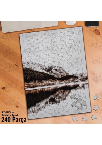 Asil Hobi Kar Manzarası - Deniz - Yansıma - Doğa Yapboz - Ayak Destekli Çerçeveli 240 Parça Puzzle