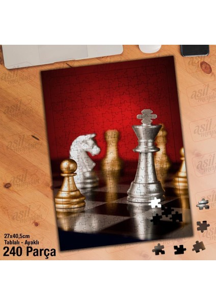 Asil Hobi Santraç - Oyun -Şah - Mat Yapboz - Ayak Destekli Çerçeveli 240 Parça Puzzle