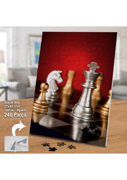 Asil Hobi Santraç - Oyun -Şah - Mat Yapboz - Ayak Destekli Çerçeveli 240 Parça Puzzle