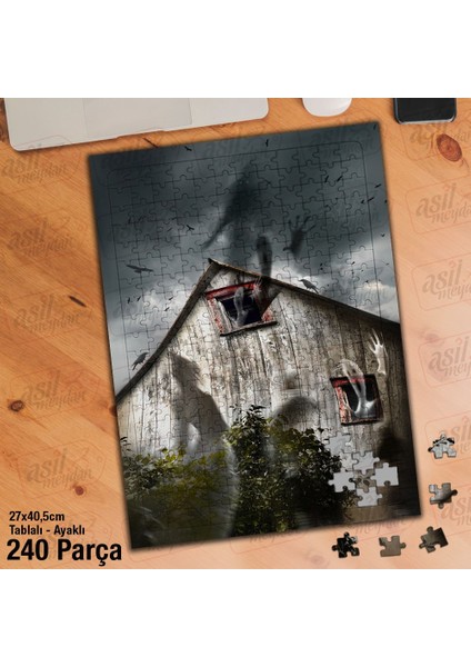 Asil Hobi Perili Ev - Bulutlar - Hayalet - Kuşlar Yapboz - Ayak Destekli Çerçeveli 240 Parça Puzzle