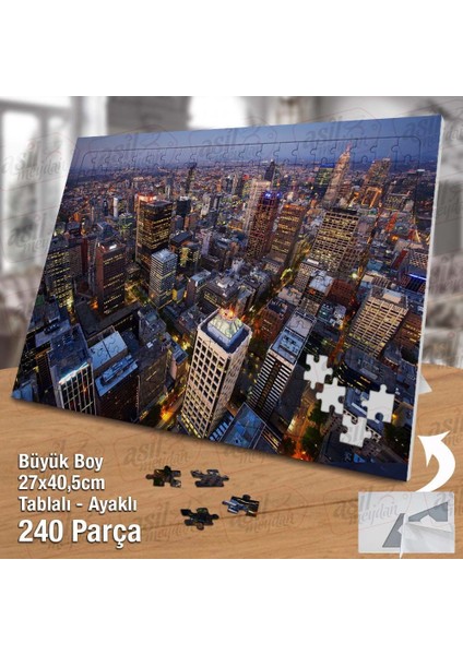 Asil Hobi Şehir-Yüksek Binalar -Kuş Bakışı -Manzara Yapboz -Ayak Destekli Çerçeveli 240 Parça Puzzle