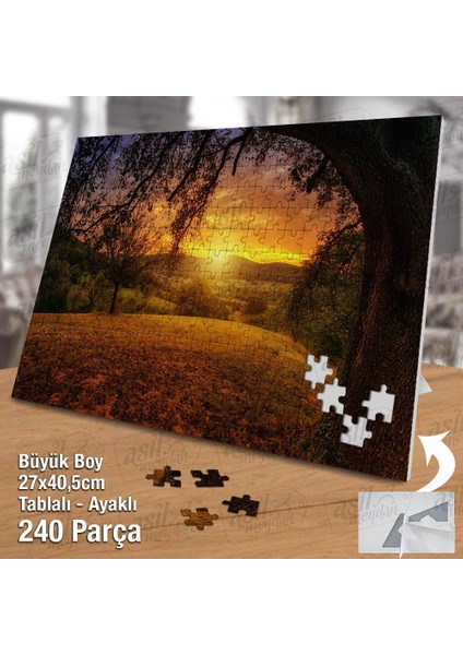 Asil Hobi Günbatımı - Ağaç Dalları - Doğa - Manzara Yapboz -Ayak Destekli Çerçeveli 240 Parça Puzzle fiyatları