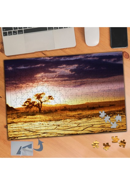 Kurak Çöl, Mor Gökyüzü 240 Parça Puzzle Yapboz TABLO-524