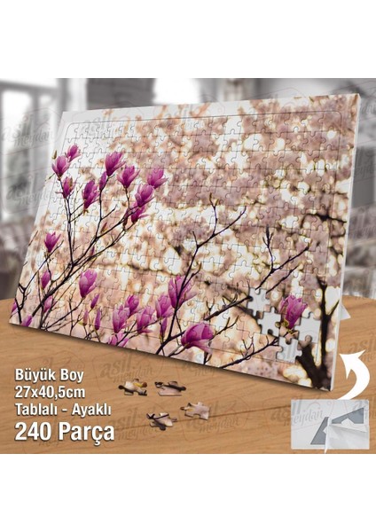 Asil Hobi Magnolia Çiçeği - Bitki - Ağaç -Peyzaj Yapboz -Ayak Destekli Çerçeveli 240 Parça Puzzle