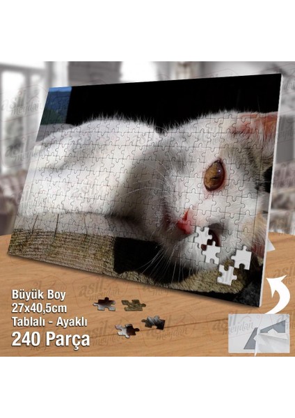 Asil Hobi Mutsuz Kedi - Dalgın - Sevimli Hayvan Yapboz -Ayak Destekli Çerçeveli 240 Parça Puzzle fiyatları