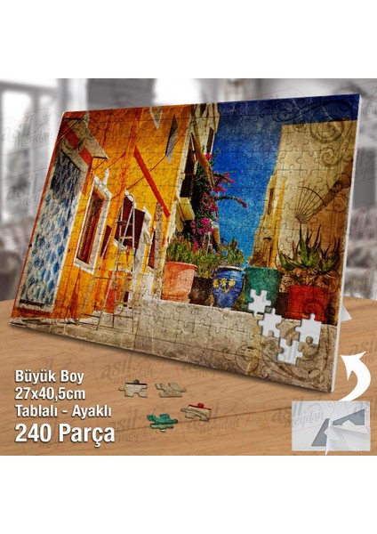 Asil Hobi -Bodrum Sokakları - Retro - Evler -Çiçekler Yapboz - Ayak Destekli 240 Parça Puzzle fiyatları