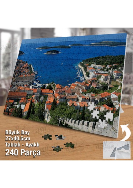 Asil Hobi Deniz - Ada - Mimari Yapı- Evler Yapboz-Ayak Destekli Çerçeveli 240 Parça Puzzle