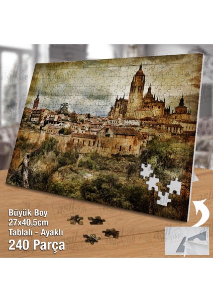 Asil Hobi Segovia - Ispanya'nın Ortaçağ Şehri -Retro Yapboz-Ayak Destekli Çerçeveli 240 Parça Puzzle fiyatları