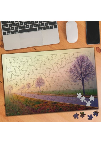 Sisli Hava Yeşillikler Arasında Yol 240 Parça Puzzle YAPBOZ-3208158
