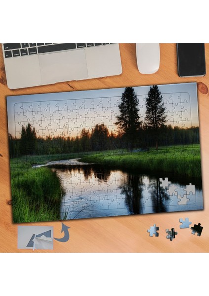 Çimenlerin Arasında Göl, Ağaç 240 Parça Puzzle Yapboz TABLO-519