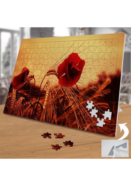 Buğday Tarlasında Açan Kırmızı Çiçek 240 Parça Puzzle YAPBOZ-3215269