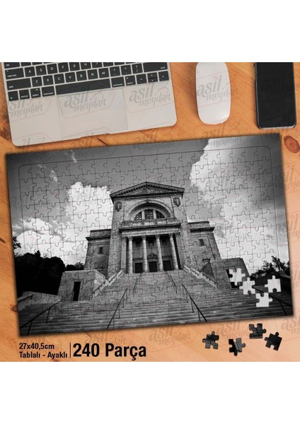Asil Hobi Gri Resim - Perspektif - Kilise - Mimari Yapboz -Ayak Destekli Çerçeveli 240 Parça Puzzle
