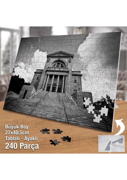 Asil Hobi Gri Resim - Perspektif - Kilise - Mimari Yapboz -Ayak Destekli Çerçeveli 240 Parça Puzzle