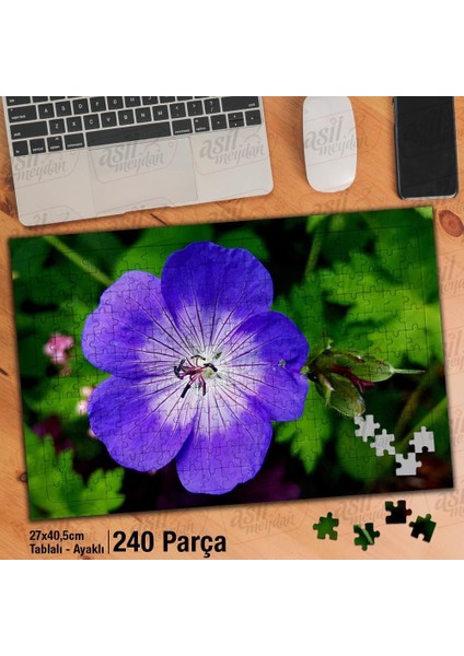Asil Hobi Turnagagası Çiçeği- Mor - Bitki - Peyzaj Yapboz -Ayak Destekli Çerçeveli 240 Parça Puzzle
