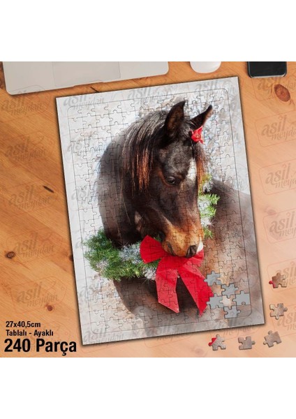 Asil Hobi Kahverengi At - Sevimli Hayvan Yapboz-Ayak Destekli Çerçeveli 240 Parça Puzzle