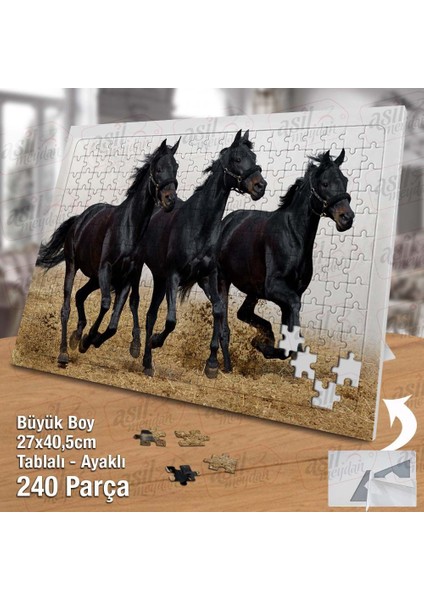 Asil Hobi Koşan Atlar - Doğa - Hayvan - Vahşi Yaşam Yapboz-Ayak Destekli Çerçeveli 240 Parça Puzzle fiyatları