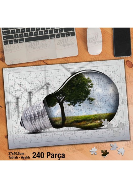 Asil Hobi Çevre Dostu - Enerji - Ampul Yapboz-Ayak Destekli Çerçeveli 240 Parça Puzzle