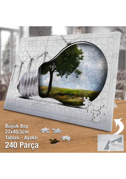 Asil Hobi Çevre Dostu - Enerji - Ampul Yapboz-Ayak Destekli Çerçeveli 240 Parça Puzzle