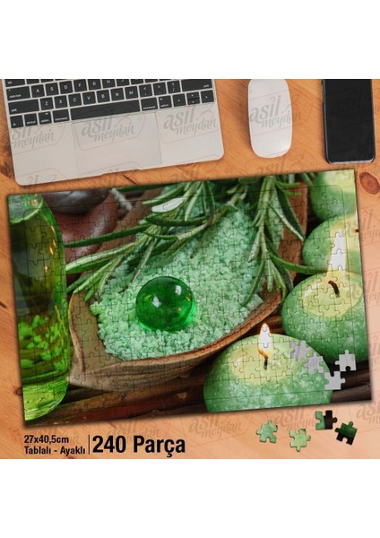 Asil Hobi - Terapi - Mum - Yeşil Misket - Yapboz - Ayak Destekli 240 Parça Puzzle