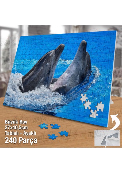 Asil Hobi Yunus Balıkları - Sevimli Hayvanlar Yapboz-Ayak Destekli Çerçeveli 240 Parça Puzzle fiyatları