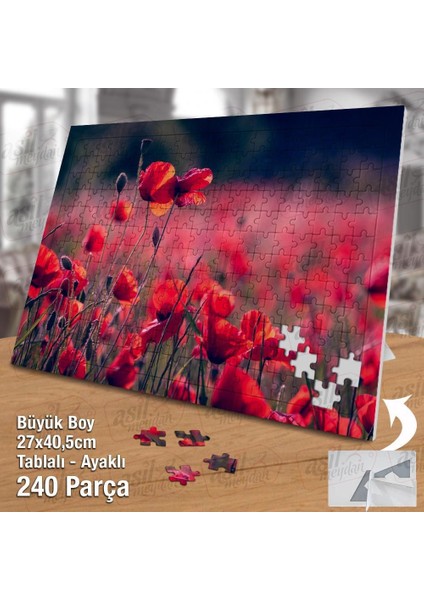Asil Hobi Haşhaş- Doğa - Bitki Alanı -Renkli Çiçek Yapboz -Ayak Destekli Çerçeveli 240 Parça Puzzle fiyatları