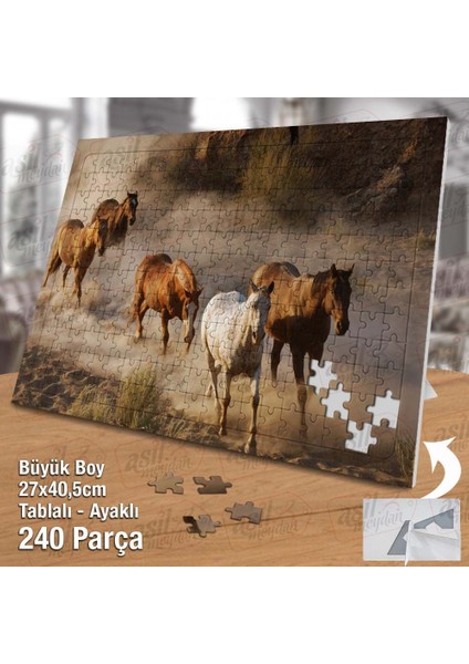 Asil Hobi At Sürüsü - Toz - Sevimli Hayvanlar Yapboz-Ayak Destekli Çerçeveli 240 Parça Puzzle fiyatları