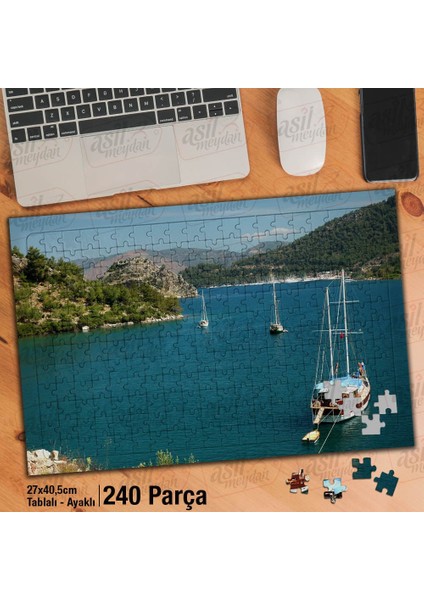 Asil Hobi Tekne - Deniz - Yelken - Manzara - Doğa Yapboz -Ayak Destekli Çerçeveli 240 Parça Puzzle