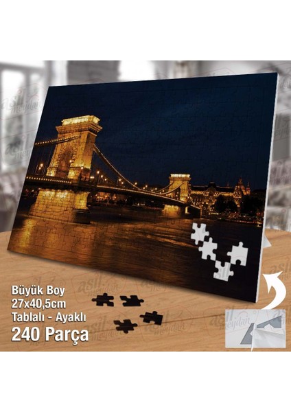 Asil Hobi Zincir Köprü - Deniz - Gece - Yansıma Yapboz -Ayak Destekli Çerçeveli 240 Parça Puzzle fiyatları