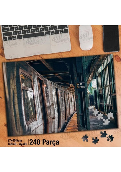 Asil Hobi Metro - Tren - Toplu Taşıma- Demiryolu Yapboz -Ayak Destekli Çerçeveli 240 Parça Puzzle