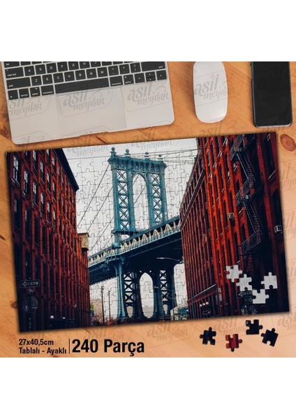 Asil Hobi George Washington Köprüsü - New York City Yapboz -Ayak Destekli Çerçeveli 240 Parça Puzzle